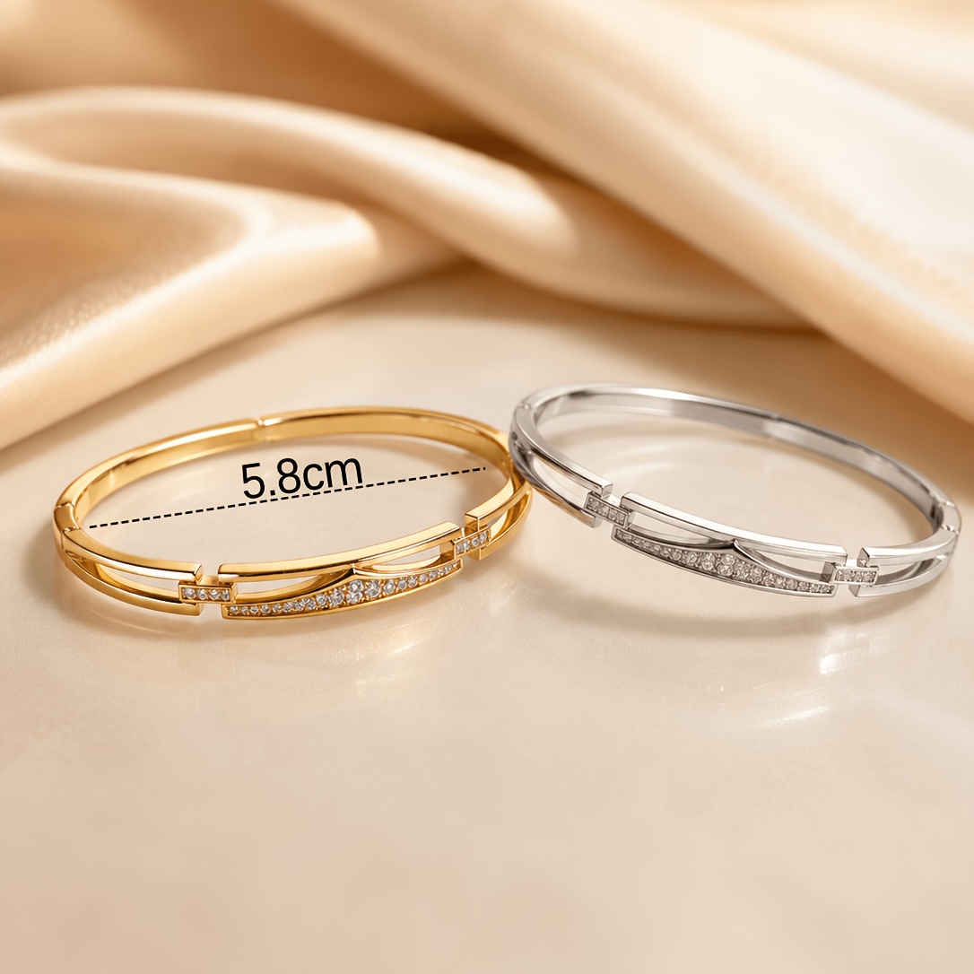 Light Luxury Inlaid Buckle Bangle, Trendy Design